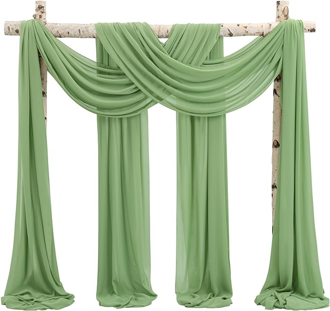 Showgeous Wedding Arch Draping Fabric Sage Green Chiffon Fabric Drapes by Showgeous