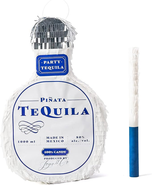 Tequila Bottle Pinata with Stick for Adult Party Decorations, Fun Fiesta Taco Party, Event Photo Props, Mexican Theme Decoration, Carnivals Festivals, 9.8W x 15.7H
