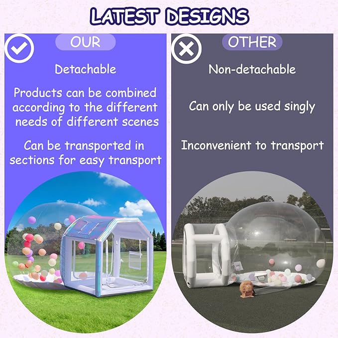 10FT Clear PVC Inflatable Bubble House Dome Tent with Tunnel - Bubble House Dome Inflatable, Ideal for Fun Events and Parties, Durable Inflatable Bubble House, Easy Setup (Silvery, 10FT)