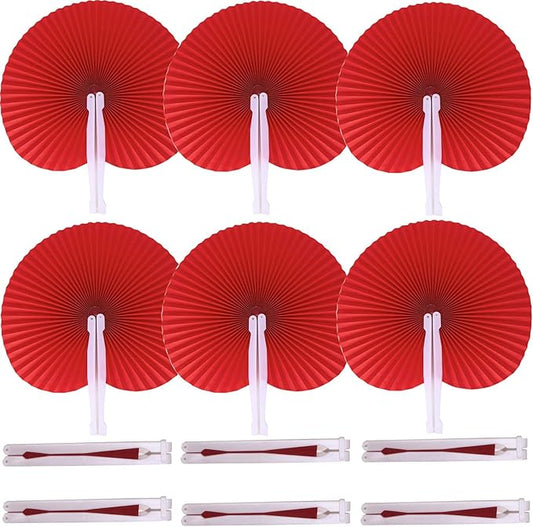 20 Pieces Red Round Paper Fans | Foldable Handheld Fans for Women,Folding Hand Fans for Wedding,Bridal Guest,Church,Party Favors,Dancing,Birthday,DIY by Bestage