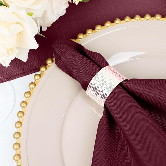 Tableclothsfactory Premium 100 Pack | Burgundy Seamless Cloth Dinner Napkins, Reusable Linen | 20"x20" for Party & Decorations - Image 7