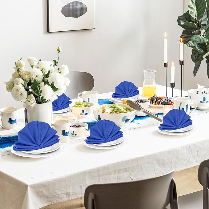 SuperO Set of 120 Cloth Napkins 17 x 17 Inch, Polyester Solid Washable Dinner Napkins with Hemmed Edges,Great for Restaurant, Wedding and Party(Royal Blue) - Image 5