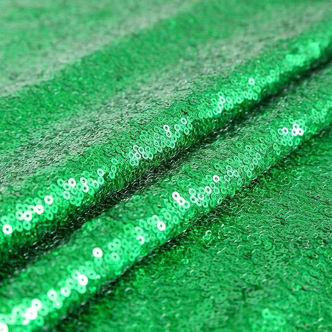 Green Sequin Backdrop Curtains-4 Panels 2FTx8FT Green Backdrop for St Patricks Day, Glitter Party Decorations Background Drapes for Wedding Birthday Anniversary Graduation Photo Booth Decor - Image 5