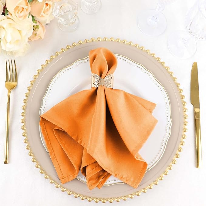 Efavormart Premium Cloth Napkins Set of 50, 17x17 Inch Orange Seamless Dinner Napkins, Washable Linen Table Napkin Cloth with Hemmed Edges for Weddings, Party and Banquet - Image 6