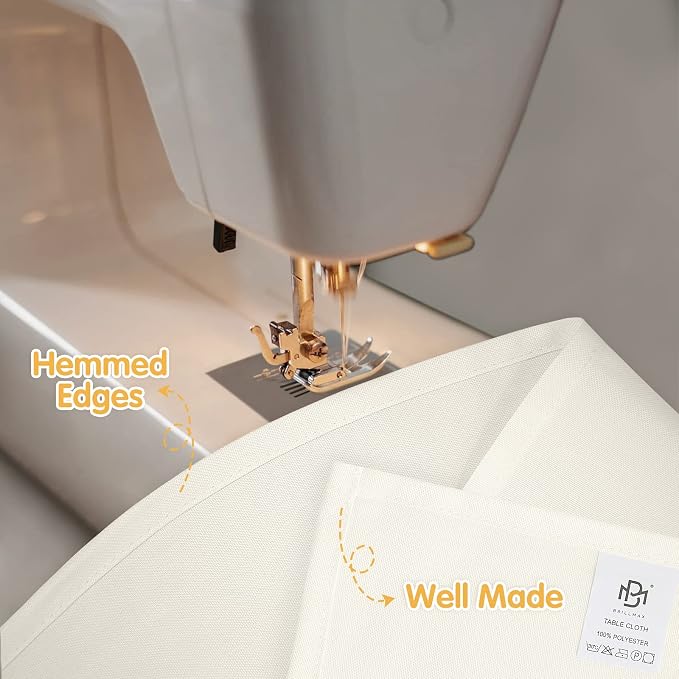 BRILLMAX 6 Pack Ivory Tablecloths 90x156 Inch for 8ft Rectangle Tables | 150 GSM Polyester Fabric, Floor Length Drop, Water, Stain & Wrinkle Resistant Cloth Cover for Wedding Reception Banquet Party - Image 4