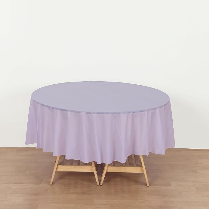 Evershine Case of 72 Pack Bulk Heavy Duty Purple Round 84" Plastic Table Covers Tablecloth (Reusable) (Round 84", Purple) - Image 4