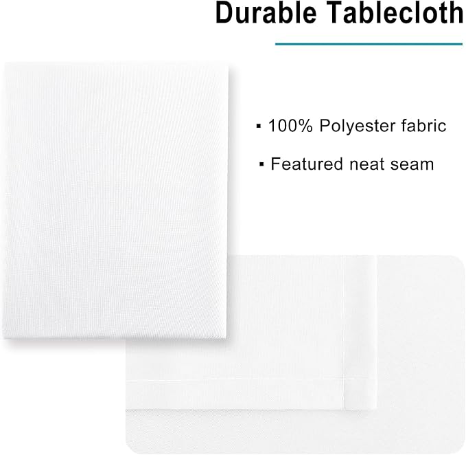 Hiasan White Rectangle Tablecloth, 30 x 60 Inch, 1 Pack | Waterproof, Spillproof, Wrinkle Resistant, Washable Polyester Fabric Table Cloth for Buffect/Dining/Birthday/Party/Wedding - Image 4