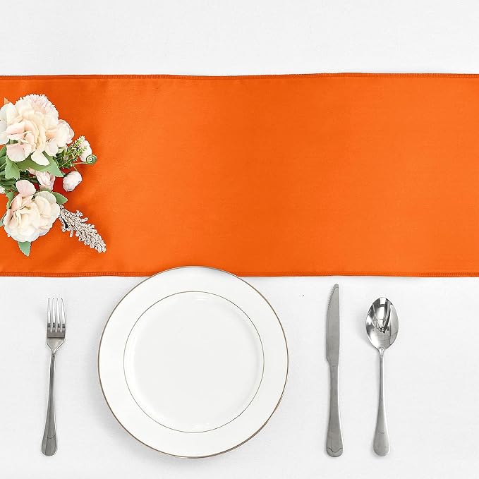 15-Pack Orange Satin Table Runner 12 x 108 Inch Long Fuchsia Bright and Smooth Silk Fabric Table Runner for Wedding Banquet Birthday Party Decoration - Image 2