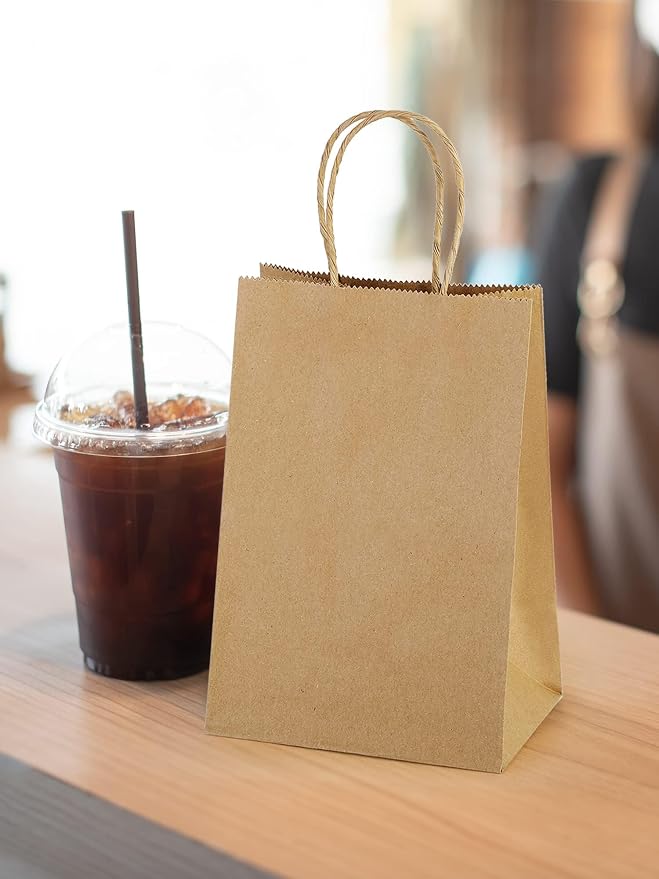 MESHA Kraft Paper Bags 5.25X3.75X8 Brown Small Gift Bags with Handles Bulk,500 Pcs for Small Business,Birthday Wedding Party Favor, Paper Shopping - Image 9