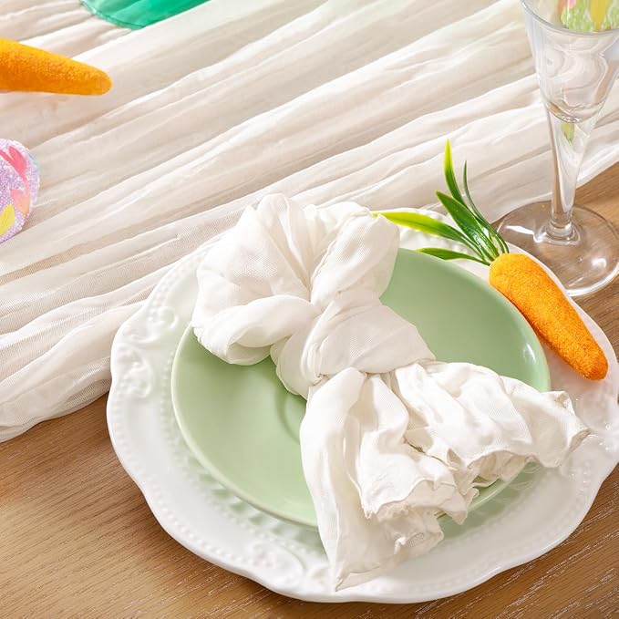 DeZerlor Ivory White Washable Cheesecloth Napkins Set of 20 for Party | Reusable Summer Cloth Napkins Bulk, for Wedding Bridal Baby Shower Dinner Cocktail Birthday Home, 21x21 Inches - Image 7