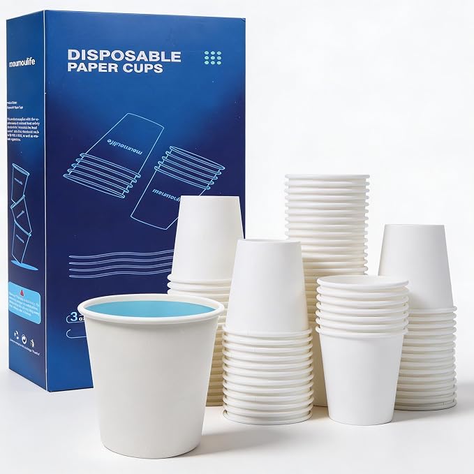 MOUMOULIFE Disposable Paper Coffee Cups 3 oz 500 Count, Bathroom Cups, Small Mouthwash Cups, White Coffee Cups, MiniCups for Bathroom, Party, Office by moumoulife