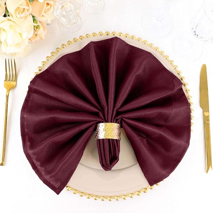 Tableclothsfactory Premium 100 Pack | Burgundy Seamless Cloth Dinner Napkins, Reusable Linen | 20"x20" for Party & Decorations by TABLECLOTHSFACTORY