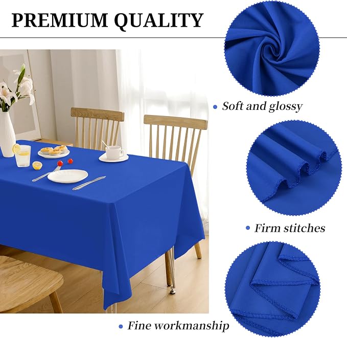 12 Pack Royal Blue Tablecloths for 8ft Tables-60 x 126 Inch | Polyester Table Cover, Stain and Wrinkle Resistant Washable Fabric Table Cloth, Perfect for Wedding Banquet Parties - Image 3