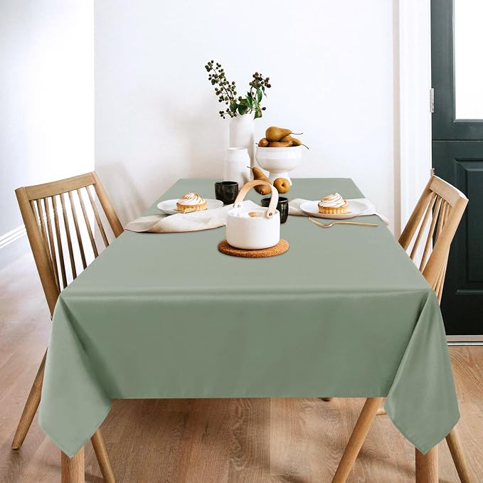 sancua 2 Pack Sage Green Tablecloths 60x102 Inch for 6 Feet Rectangle Tables - Image 2