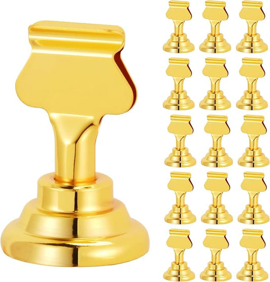 ERYTLLY 16 PK Place Card Holders 1.7 inches Table Card Holder Steel Card Holders for Weddings,Birthdays,Photos, Memo Notes, Restaurants (Gold) by ERYTLLY