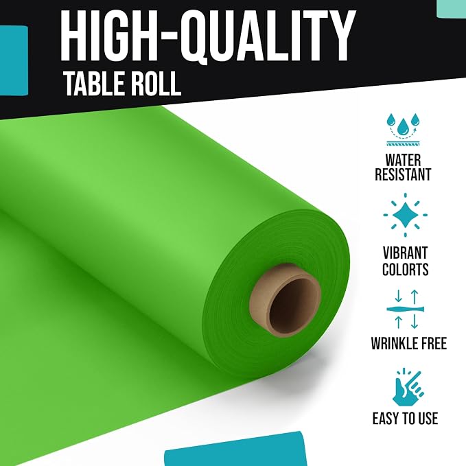 Party Solids Lime Plastic Table Cover Roll Pack of 6, 40" X 100' Table Cloth Plastic Cover Roll - Premium Quality Thick 0.5 MIL Banquet Rolls - Disposable Tablecloth Rolls - Image 4