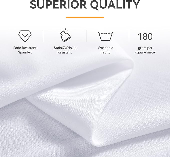 Spandex Tablecloth 6FT Rectangle Table Cover 6 Pack White Wrinkle-Free - Image 4