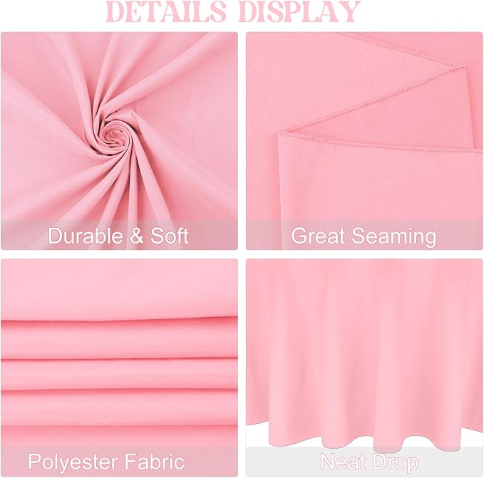 4 Pack 70 Inch Pink Polyester Round Table Cloth Washable Decorative Fabric Table Covers for Wedding Dining Table Buffet Parties Banquet Decor - Image 4
