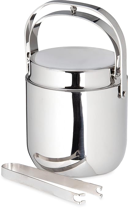 Carlisle FoodService Products Double Wall Ice Bucket, Bar Ice Bucket with Tongs for Catering, Buffets, Restaurants, Stainless Steel, 1.5 Quarts, Silver