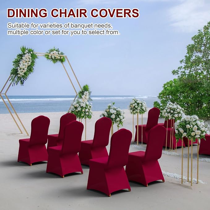 Trlyc Spandex Banquet Chair Covers 100 Pcs Burgundy for Wedding - Image 6