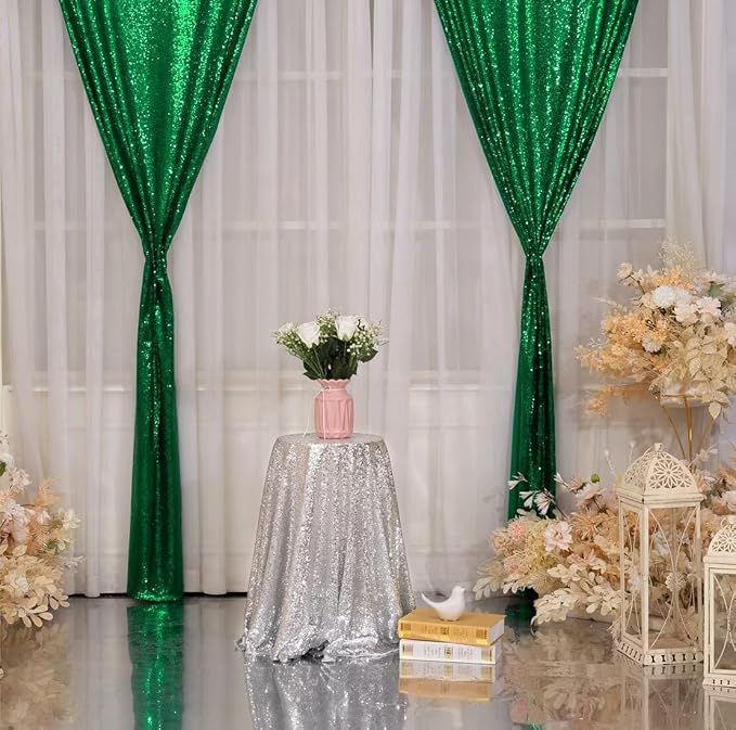 Eternal Beauty Green 3mm Sequin Backdrop 2x8 Ft 2 Pack Wedding - Image 8
