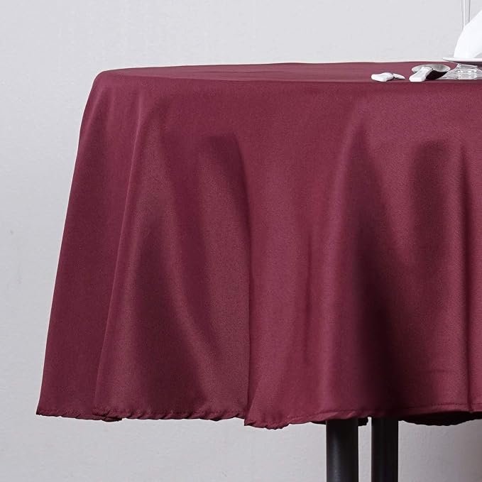Balsa Circle 6 pcs 90 inch Burgundy Round Washable Polyester Easy-Care Tablecloth for Indoor and Outdoor Bridal Shower Wedding Table Buffet Table Parties Kitchen Dining - Image 2
