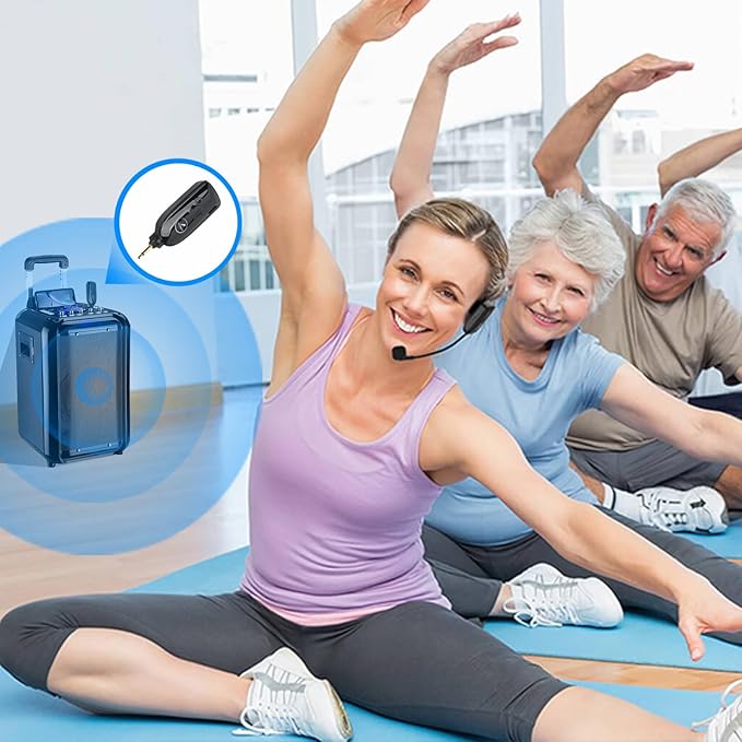 2.4G Wireless Microphone Headset, UHF Wireless Headset Mic and Handheld Mic 2 in 1, 165FT Range, 3.5mm & 6.35mm Jacks, Ideal for Teaching, Fitness, Yoga, PA System, Amplifier, Training (Black)