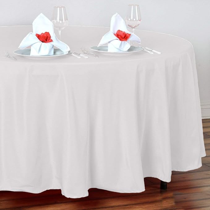 Balsa Circle 6 pcs 108 inch Ivory Round Polyester Tablecloths Fabric Table Cover Linens for Wedding Party Banquet Reception Events Kitchen Dining - Image 7