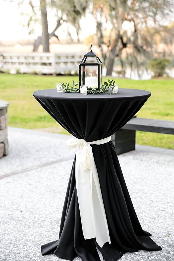 fani 8 Packs Black Round Tablecloth - 120 Inch, Polyester | Table Cloth for Round Tables, Washable Fabric, TableCovers for Wedding, Party, Banquet, Dining Tables, Camping - Image 7