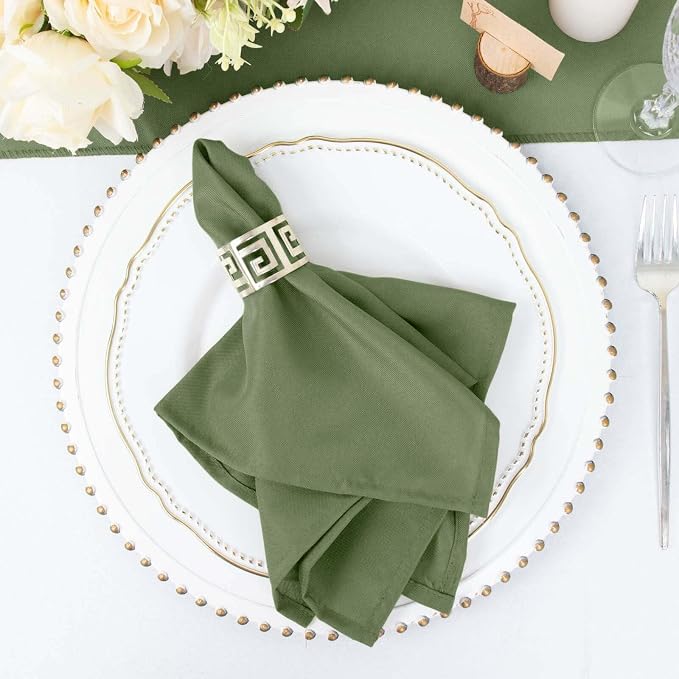 Tableclothsfactory Premium 100 Pack | Olive Green Seamless Cloth Dinner Napkins, Wrinkle Resistant Linen | 17"x17" for Party & Decorations - Image 7