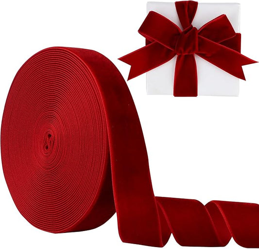 1 Inch Velvet Ribbon 10 Yards LVYOUIF Single-Sided Velvet Ribbon Trim Perfect for Christmas Trees Gift Wrapping Bouquets Wedding Decor and DIY Crafts Wine-239