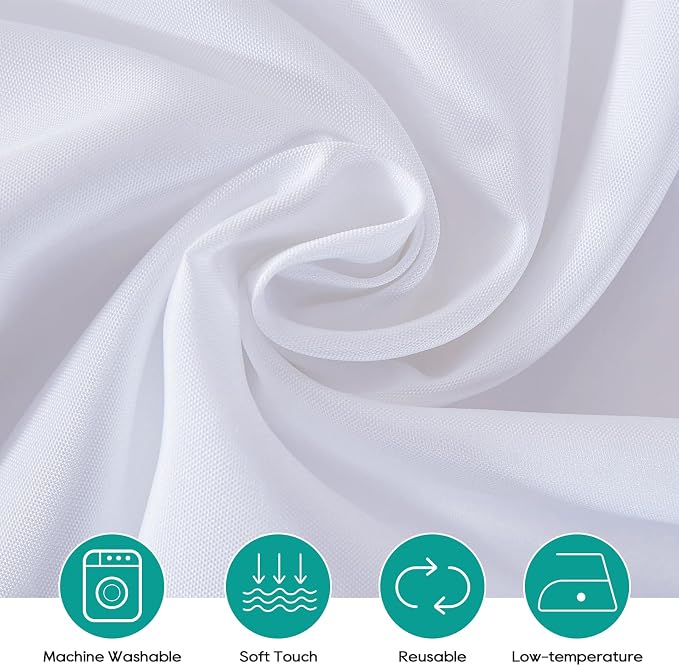 Surmente 5 Pack 132 Inch White Tablecloths for Round Tables | Dining Table Cover Protector, Wrinkle Free, Washable Polyester Fabric, Round Table Cloth for Wedding, Banquet, Restaurant - Image 2