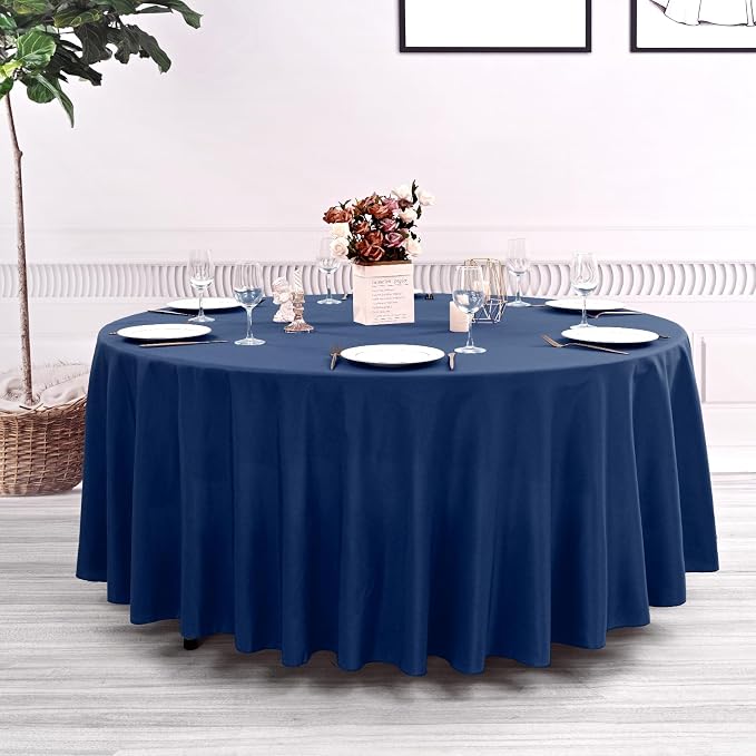 6 Pack Navy Blue Round Tablecloths, Diameter of 108 inch - Image 2
