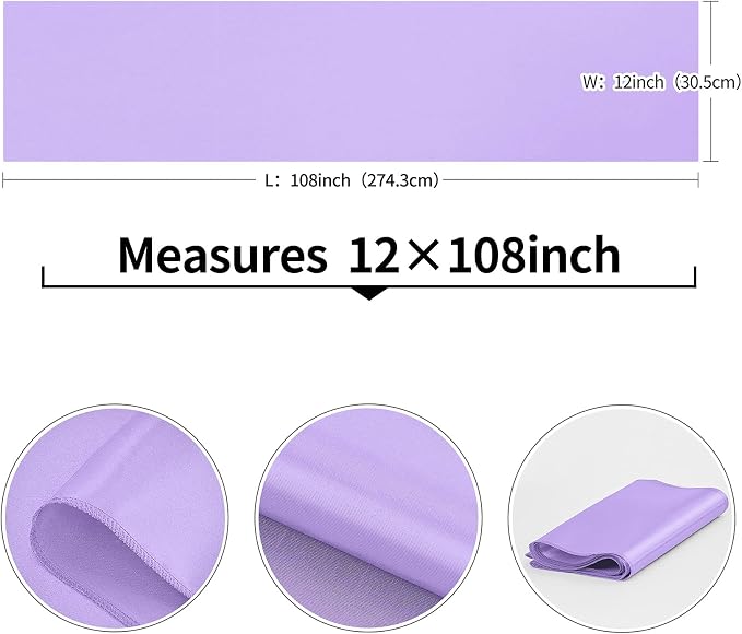 4-Pack Lavender Satin Table Runner 12 x 108 Inch Long Bright and Smooth Silk Fabric Table Runner for Wedding Banquet Birthday Party Decoration - Image 3