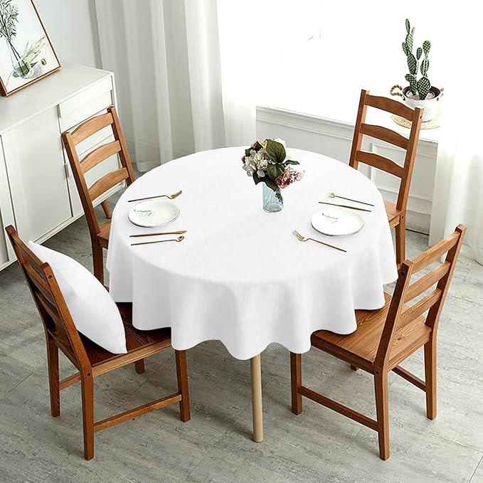 4 Packs 90 Inch White Round Polyester Tablecloths | Table Cover for Round Tables, Stain and Wrinkle Resistant Washable Table Cloth, Perfect for Wedding Banquet Parties - Image 5