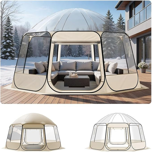 VEVOR Pop up Sports Tent, 8 Sizes Optional Clear Bubble Tent for 1-6 Person, Waterproof Outdoor Pod with Floor Mat & Top Cover, Garden Igloo Dome Tents Camping Shelter for Sports Watching