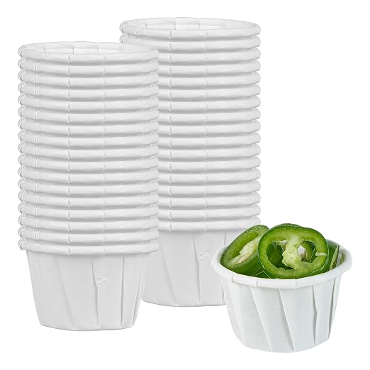 Restaurantware-Sustain 0.5 Ounce Portion Cups, 2000 Disposable Condiment Cups - Compostable, Versatile, White Paper Sample Food Cups, Stylish, For Serving Dips, Jams, Sauces, Nuts, And More - Image 2