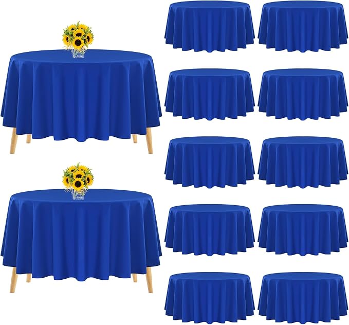 Pesonlook 12 Pack Royal Blue Round Tablecloth 90 Inch Circular Tablecloth | Reusable Washable Polyester Fabric Round Table Cover Royal Blue Tablecloth for Wedding/Party/Banquet by Pesonlook
