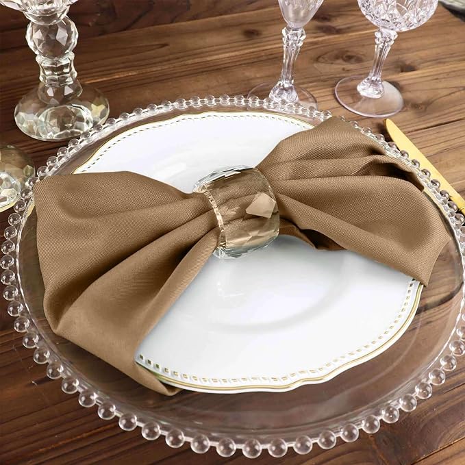 Tableclothsfactory Premium Pack of 25 Taupe Premium 17" x 17" Washable Polyester Napkins Great for Wedding Party Restaurant Dinner Parties for Party & Decorations - Image 8