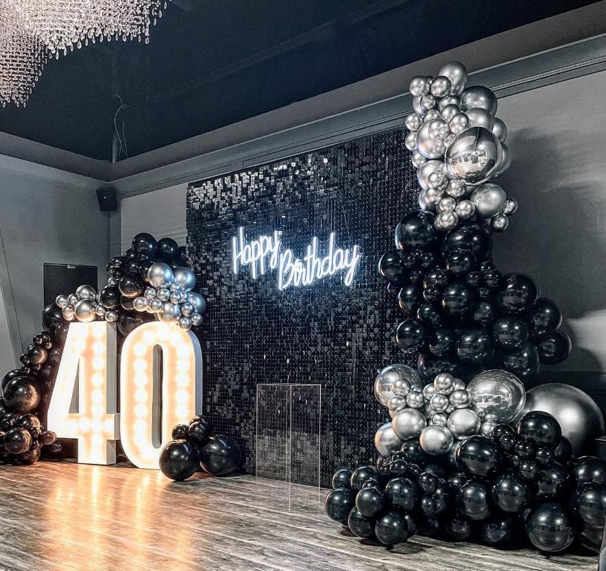 Shimmer Wall Backdrop - 24pcs Decorations Panel | Wedding, Birthday, Anniversary, Engagement & Bridal Shower Party Decor Panel (Black) - Image 6