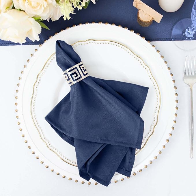 Tableclothsfactory Premium 100 Pack | Navy Blue Seamless Cloth Dinner Napkins, Wrinkle Resistant Linen | 17"x17" for Party & Decorations by TABLECLOTHSFACTORY