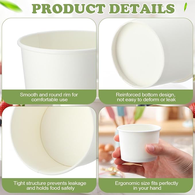 Honeydak 600 Pack 150 ml/ 5 oz Ice Cream Cups for Party Small Ice Cream Cups Disposable Treat Paper Dessert Snacks Sundae Container Wedding Birthday Party Supplies - Image 2