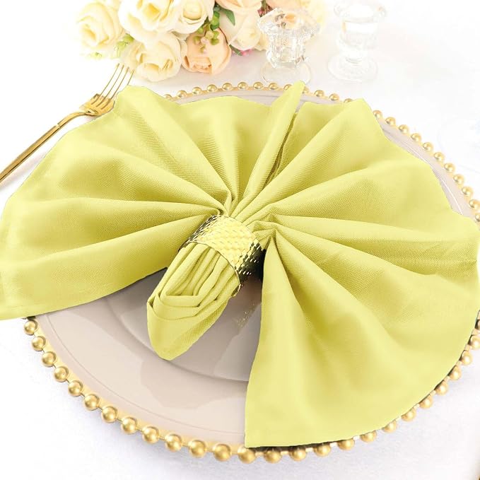 Tableclothsfactory Premium Pack of 100 Premium Yellow 20" x 20" Washable Polyester Napkins Great for Wedding Party Restaurant Dinner Parties for Party & Decorations - Image 2
