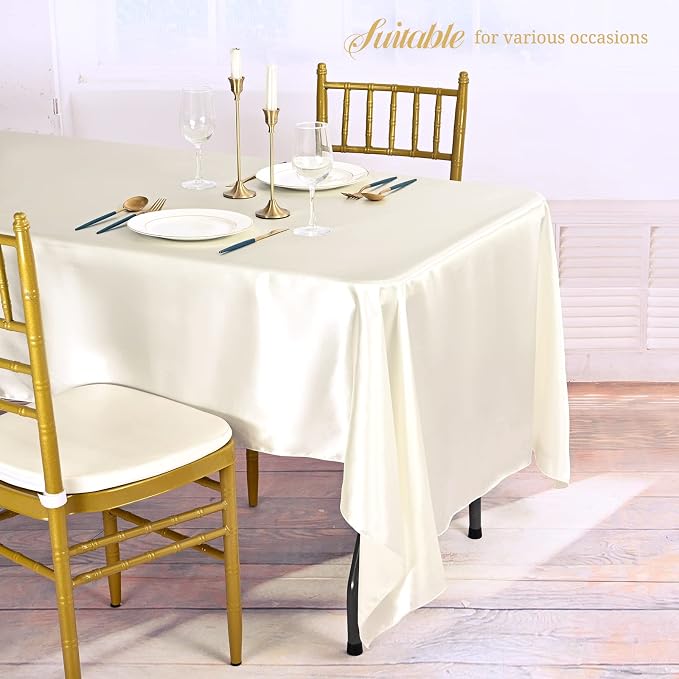 12 Pack Ivory Satin Tablecloth, 57 x 108 Inch - Image 4