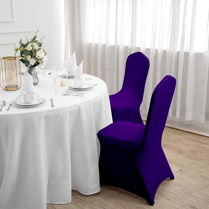 Spandex Chair Covers, 12PCS, Removable Washable Protector Stretch Covers for Living Room, Party, Banquet, Wedding, Hotel (Purple) - Image 7