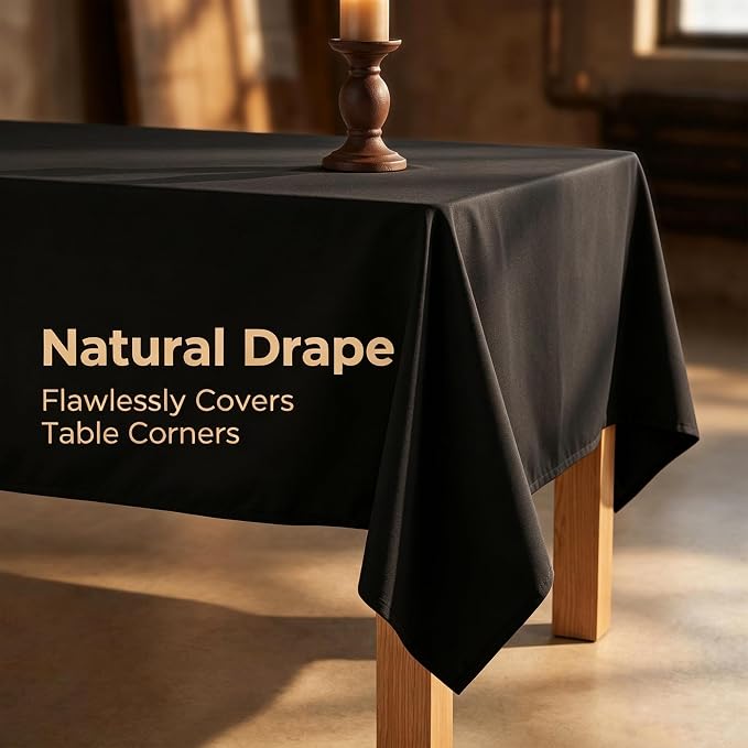 BIGTONE Rectangle Tablecloths, Black, 70 x 120 Inch, 6 Pack | Polyester, Stain & Wrinkle Resistant, Washable, For Dining, Party, Buffet & Camping - Image 4