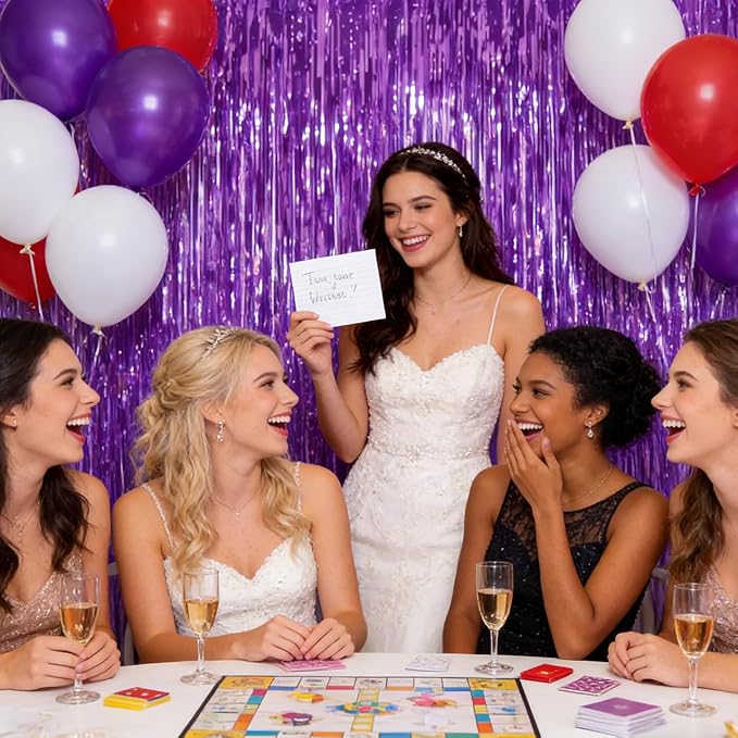 2 Pack Thickened Dark Purple Metallic Foil Fringe Curtains Streamer Rip Resistant Shimmer Tinsel Photo Booth Backdrop for Birthday Wedding Christmas Bachelorette Party Decorations 3.28ft x 6.56ft