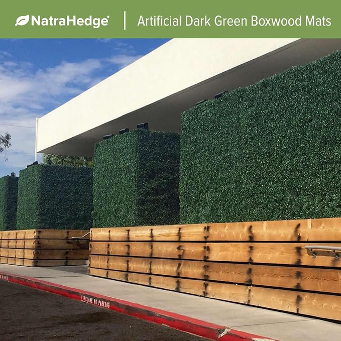 NatraHedge 20"" X20'' (12 Pack) Artificial Green Grass Wall Decor, (33SqFt) | Hedge Leaf Boxwood Roll Panels for Indoor, Outdoor, Garden And Balcony Privacy Fence Screen | UV Resistant | Easy Install - Image 7