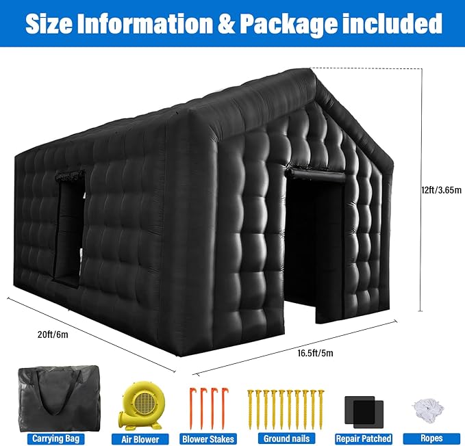 AKSPORT Inflatable Nightclub - Inflatable Party Tent for Adults with 2 Side Doors– Ideal for Music Festivals, Weddings, Raves, Corporate Events (Includes Blower & Repair Kit)