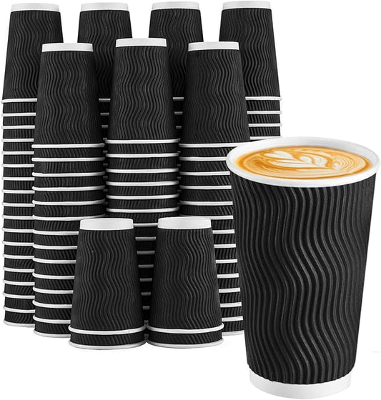 Lamosi 90 Pack Coffee Cups 16 oz, Disposable Paper Coffee Cups No Lids | 3-Layer Heat-Insulated Cups for To-Go Cold Beverages, Hot Tea and Drinks, Cafe, Travel, Party and Office Use (Black) by BuyNow